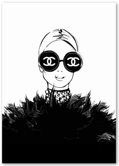 chanel black ang white paitning|chanel printable pictures.